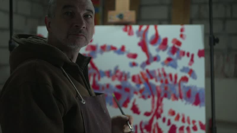 Tobias Post painting, brush in hand